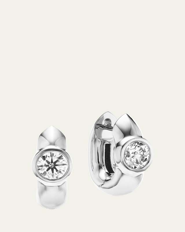 18K Gold Tusk Diamond Huggie Earrings